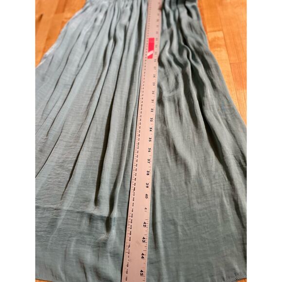 Urban OutFitters Dress Valerie‎ Smocked Satin Midi Pleated V Neck Slip Sz L - Picture 10 of 11